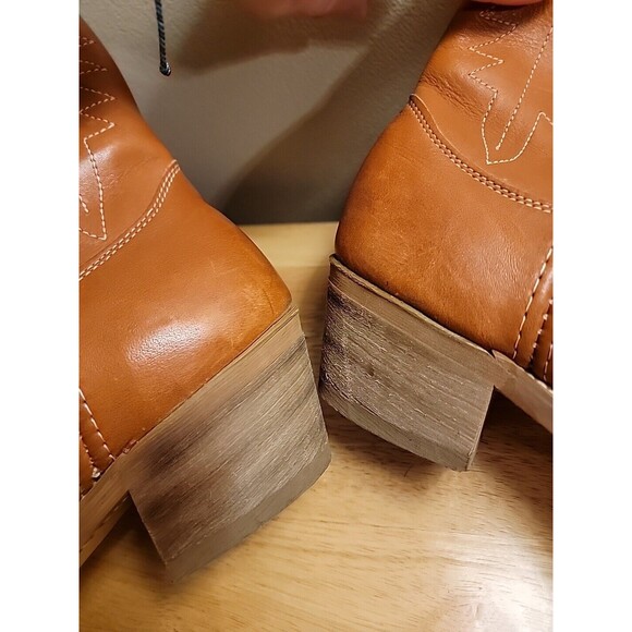 Landis Cowboy Western Leather Boots Vintage Brown Tan Mens Size 9 Balance Man - Picture 12 of 16